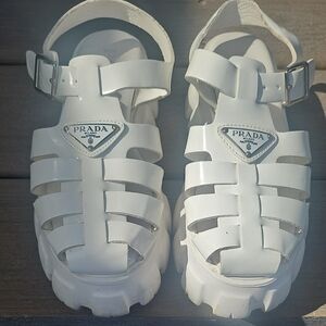 Prada WOMEN White Leather Sandals 36.5